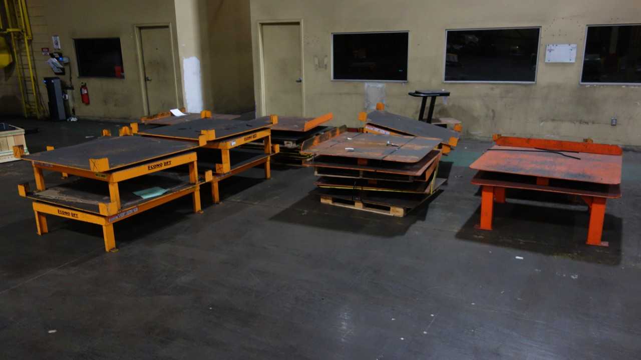 9 STACKS OF ASSORTED ECONO LIFT TURNTABLES & COMPONENTS, 1000LBS, 2000LBS - MATERIAL HANDLING