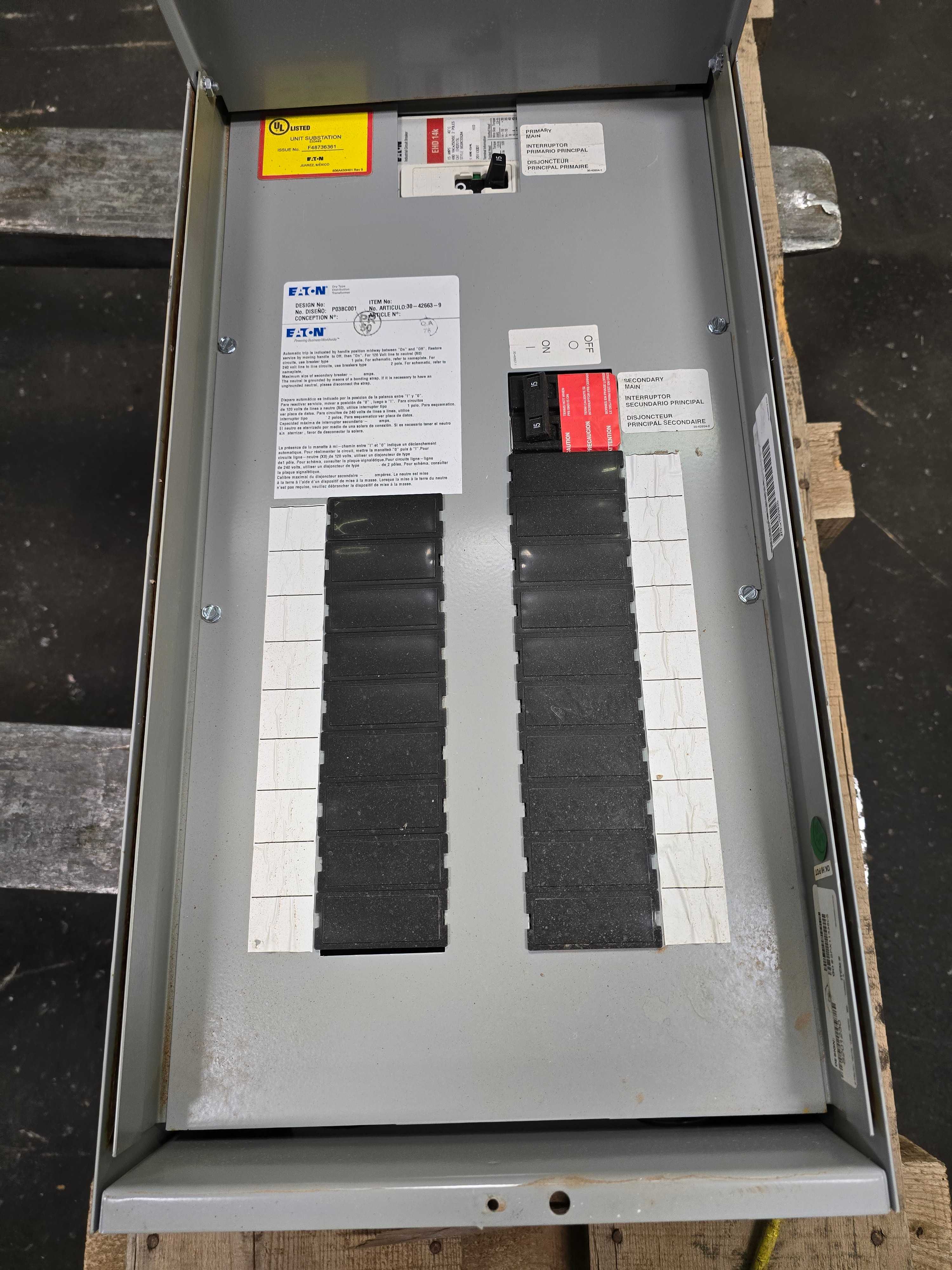 EATON P48G11S0318CUB MINI POWER CENTER TRANSFORMER/PANEL - POWER TRANSFORMERS