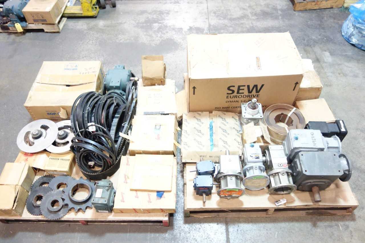 2 PALLETS OF ASSORTED SPROCKETS, GEAR REDUCERS, BELTS- FALK, BROWNING - GEAR REDUCERS 2 PALLETS OF ASSORTED SPROCKETS, GEAR REDUCERS, BELTS- FALK, BROWNING - GEAR REDUCERS