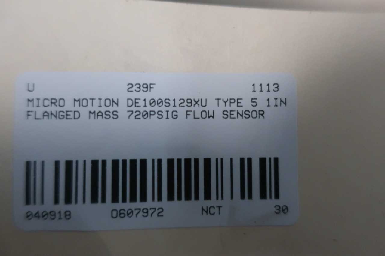 MICRO MOTION DE100S129XU TYPE 5 1IN FLANGED MASS FLOW SENSOR - INSTRUMENTATION