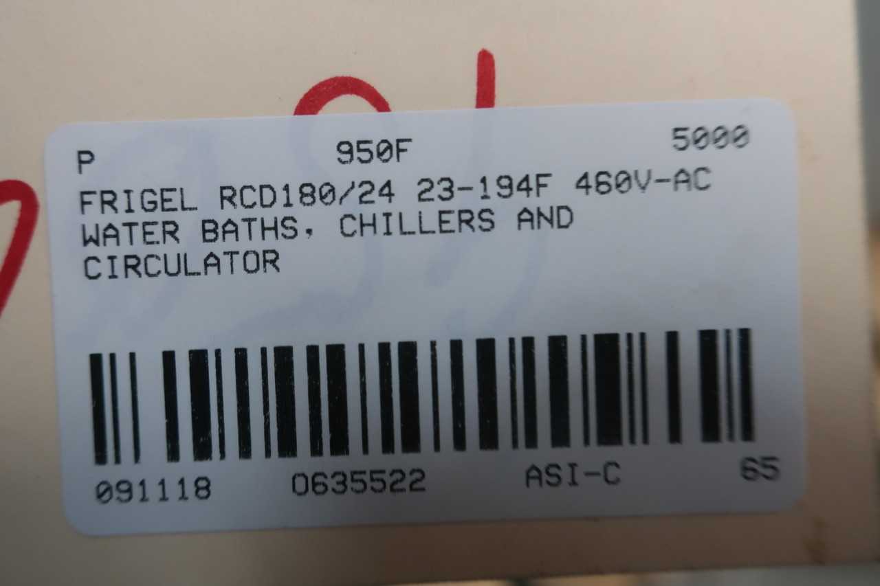 FRIGEL RCD180 24 23 194F 460V AC WATER BATHS  CHILLERS AND CIRCULATOR - CONSTRUCTION EQUIPMENT
