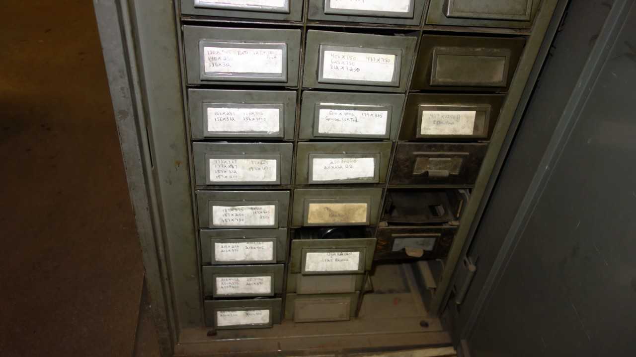 ROLLING MOBILE CABINET WITH ASSORTED PUNCHES AND DIES