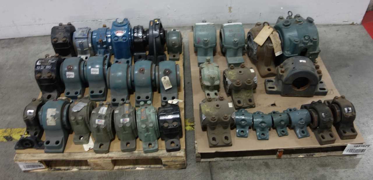 2 PALLET OF ASSORTED BEARING HOUSINGS WITH AND WITHOUT BEARINGS - BEARINGS