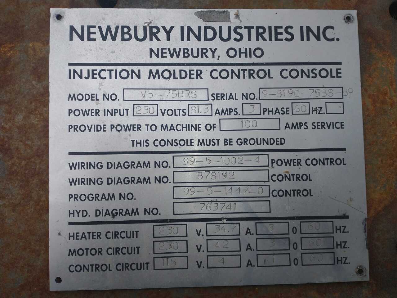 Newbury V5-75brs plastic injection press - MECHANICAL PRESSES
