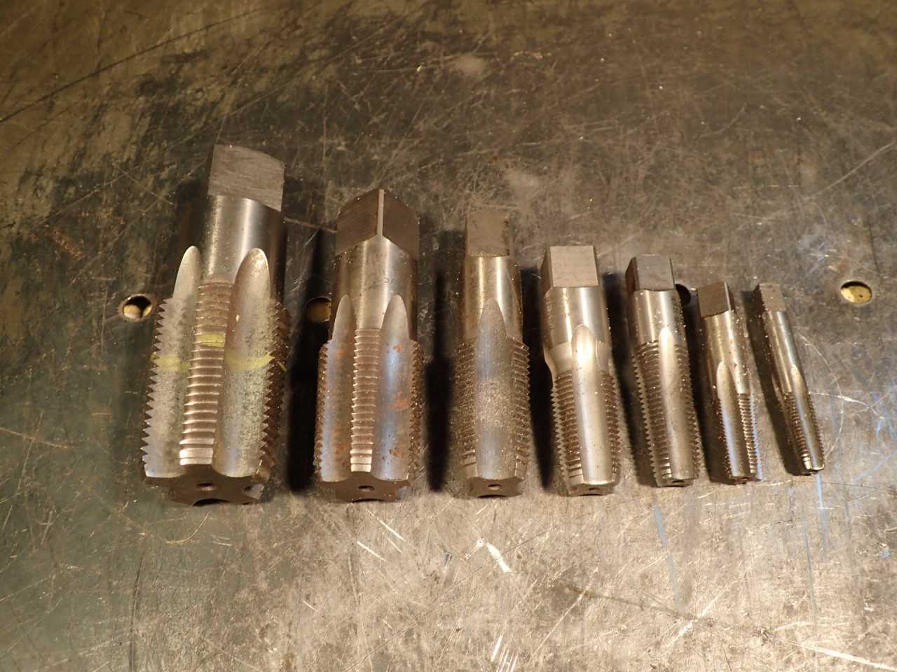 7 Piece Set NPT Tapered Pipe Hand Thread Taps: 1/16" 1/8" 1/4" 3/8" 1/2" 3/4" 1" - MACHINE TOOLING