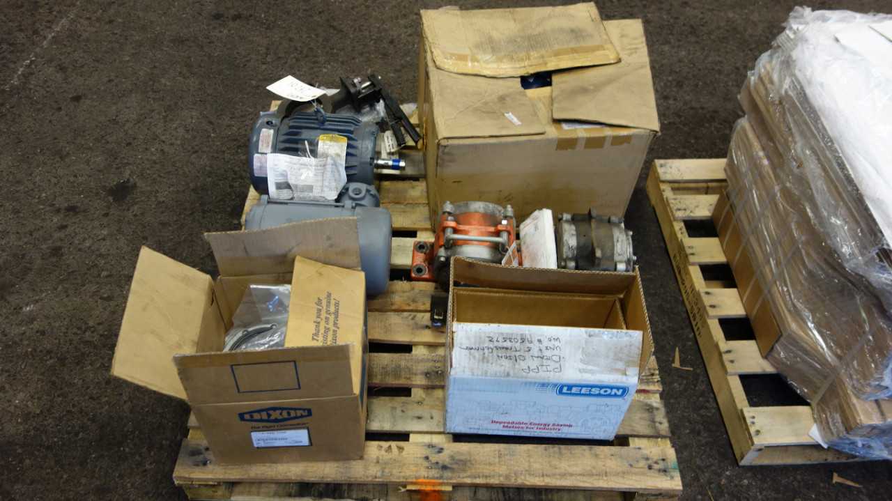 1 PALLET OF ASSORTED MOTORS, VALVES, BALDOR - ELECTRIC MOTORS