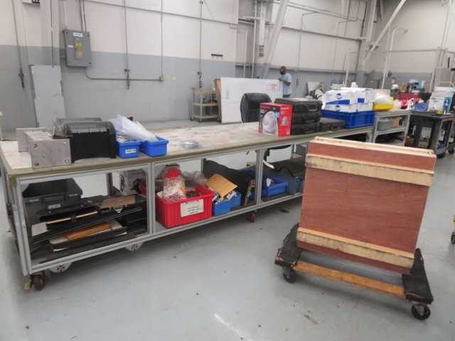 Aluminum Table on wheels and contents (2) tables - MISCELLANEOUS