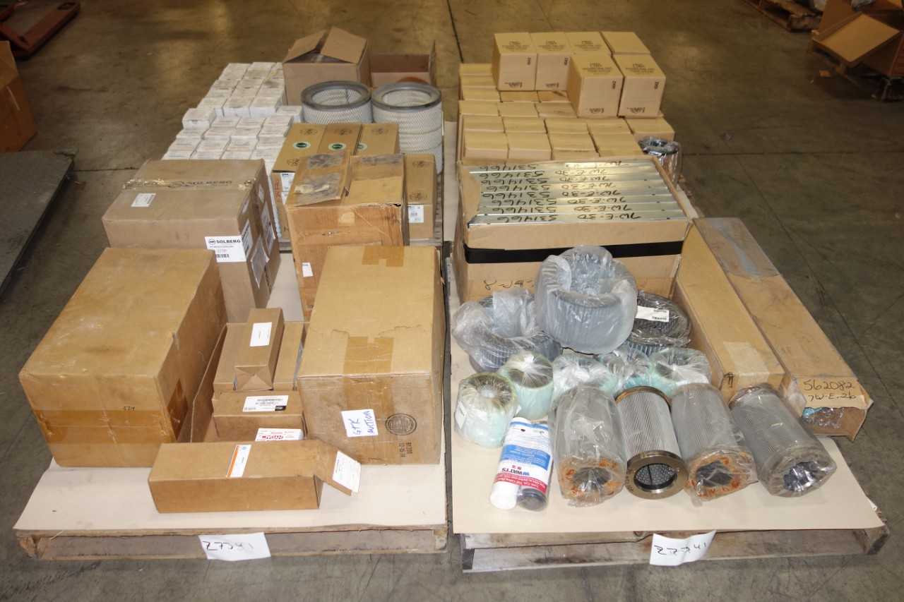 4 PALLETS OF ASSORTED FILTERS HYDRAULIC/PNEUMATIC- INDUFIL, SOLBERG, HYODAC, PALL, ATLAS COPCO - ELECTRIC POWER TOOLS