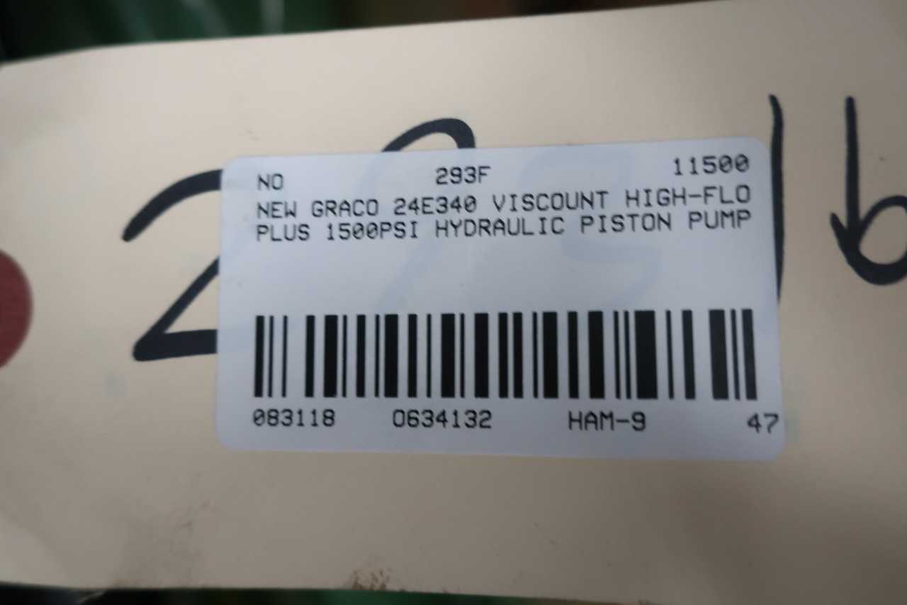 NEW GRACO 24E340 VISCOUNT HIGH-FLO PLUS 4000CC VISCOUNT 2 1500PSI HYDRAULIC PISTON PUMP - PUMPS