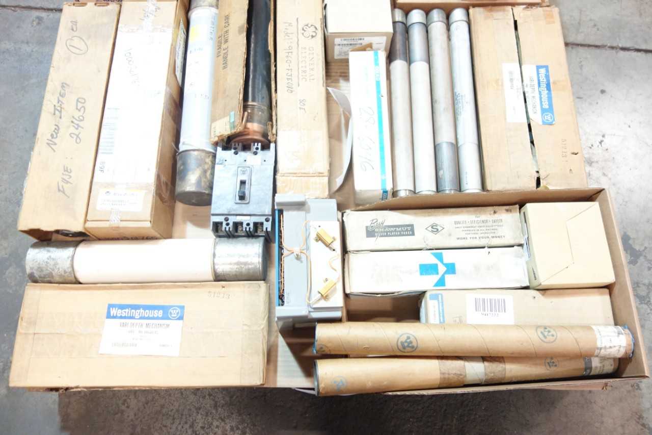 1 PALLET OF ASSORTED FUSES, CIRCUIT BREAKERS- WESTINGHOUSE, ALLEN BRADLEY, GOULD - CIRCUIT BREAKERS