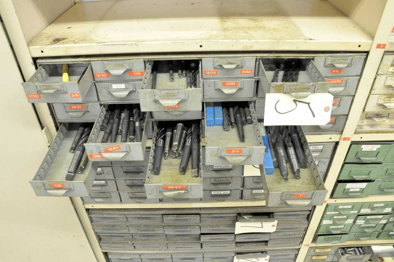 24-Drawer Bin Cabinet with Taper Shank Drill Contents - MACHINING EQUIPMENT