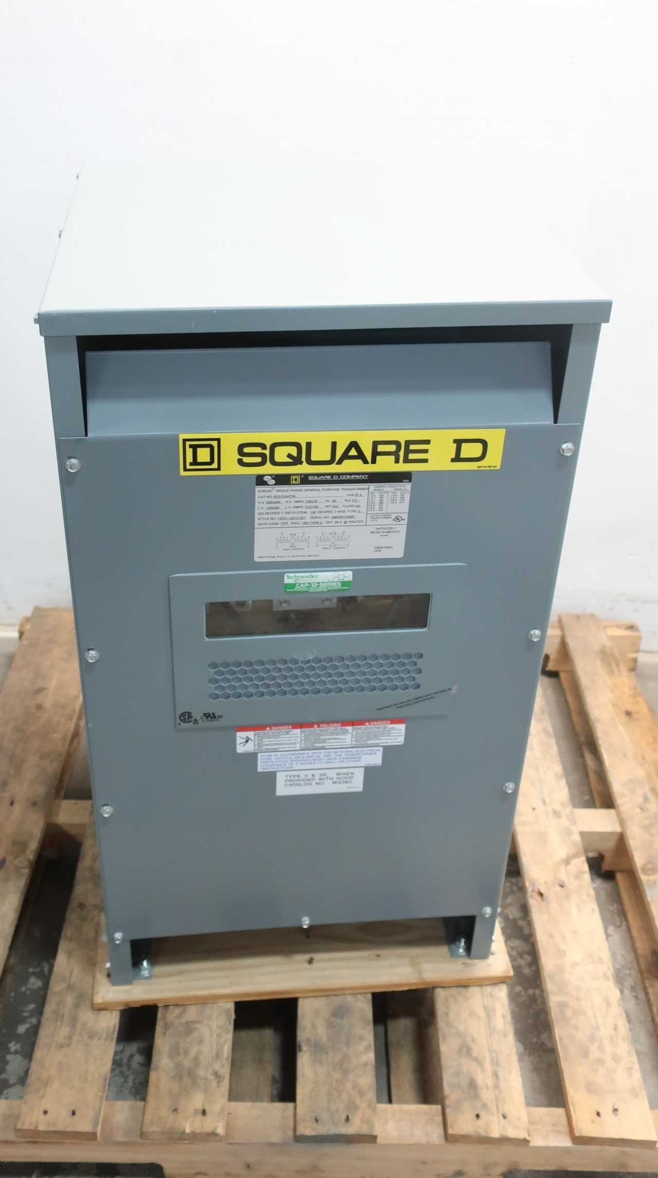 SQUARE D EE37S3HTW 1PH 37.50KVA 240/480V-AC 120/240V-AC VOLTAGE TRANSFORMER - CONTROL TRANSFORMERS