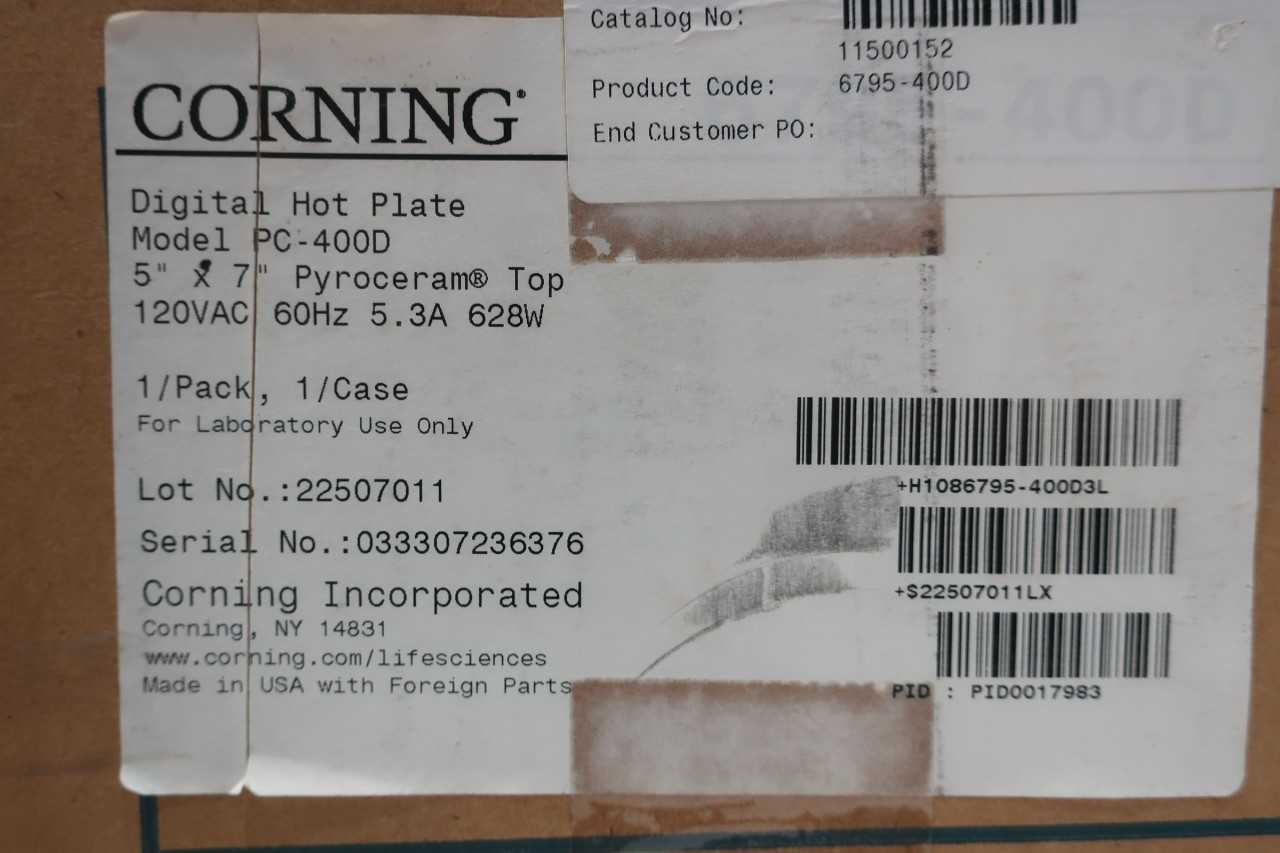 NEW CORNING 6795-400D PC-400D 5-550C 120V-AC HOTPLATE - LAB & SCIENTIFIC