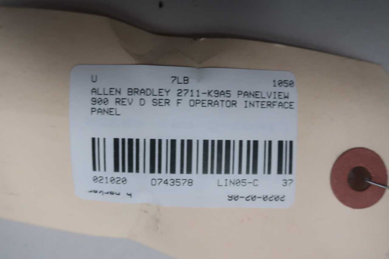 ALLEN BRADLEY 2711-K9A5 PANELVIEW 900 OPERATOR INTERFACE PANEL SER F - AUTOMATION & CONTROLS