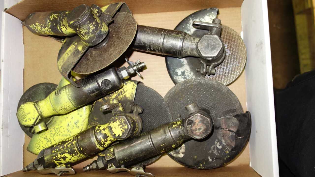 LOT OF 7 ASSORTED PNEUMATIC GRINDERS, BUFFERS - PNEUMATIC POWER TOOL
