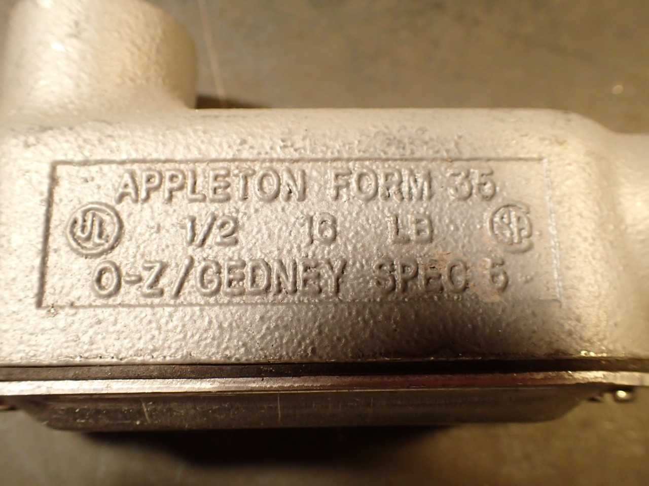 5 Pc Lot Appleton Form 35 Type LB 1/2" Malleable Iron Conduit Body New Old Stock - CONDUIT FITTING
