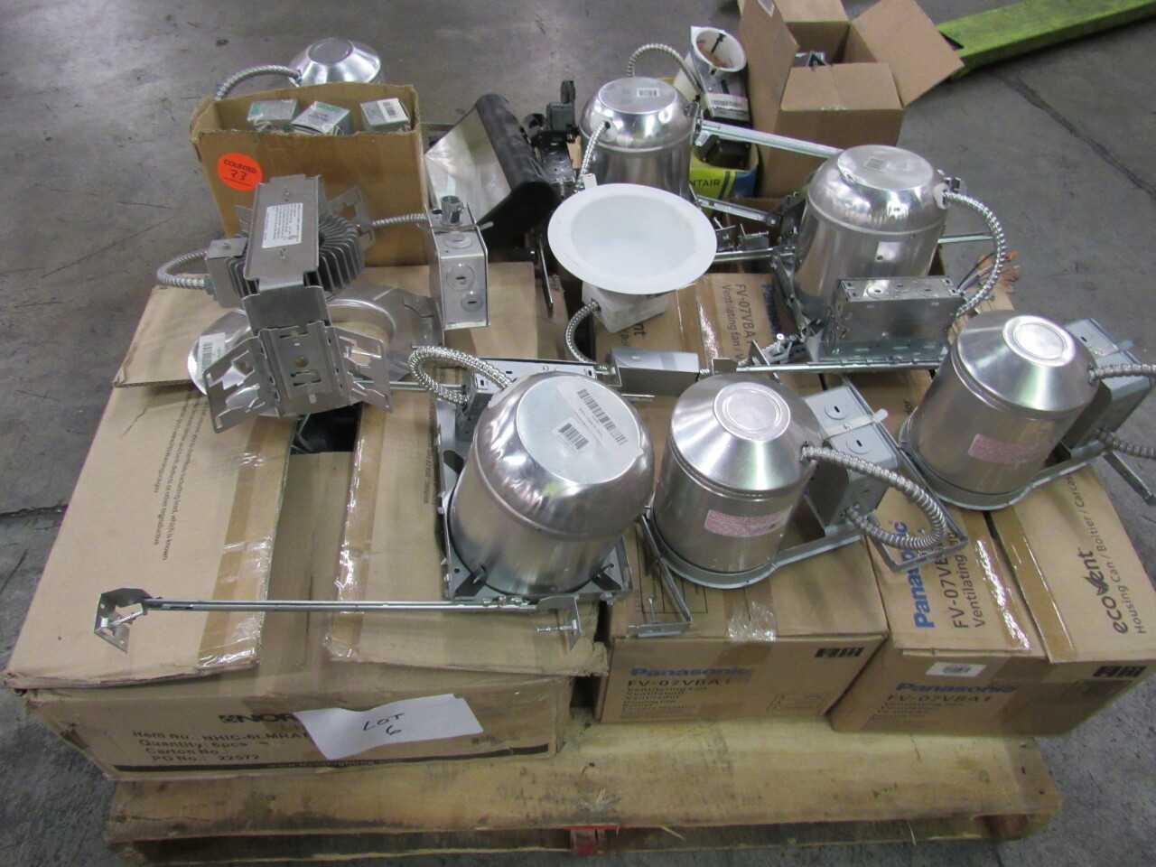 Pallet of 121x Assorted Lights, LEDs, Electric Fans & Electrical Conduit/Fittings - LIGHTING