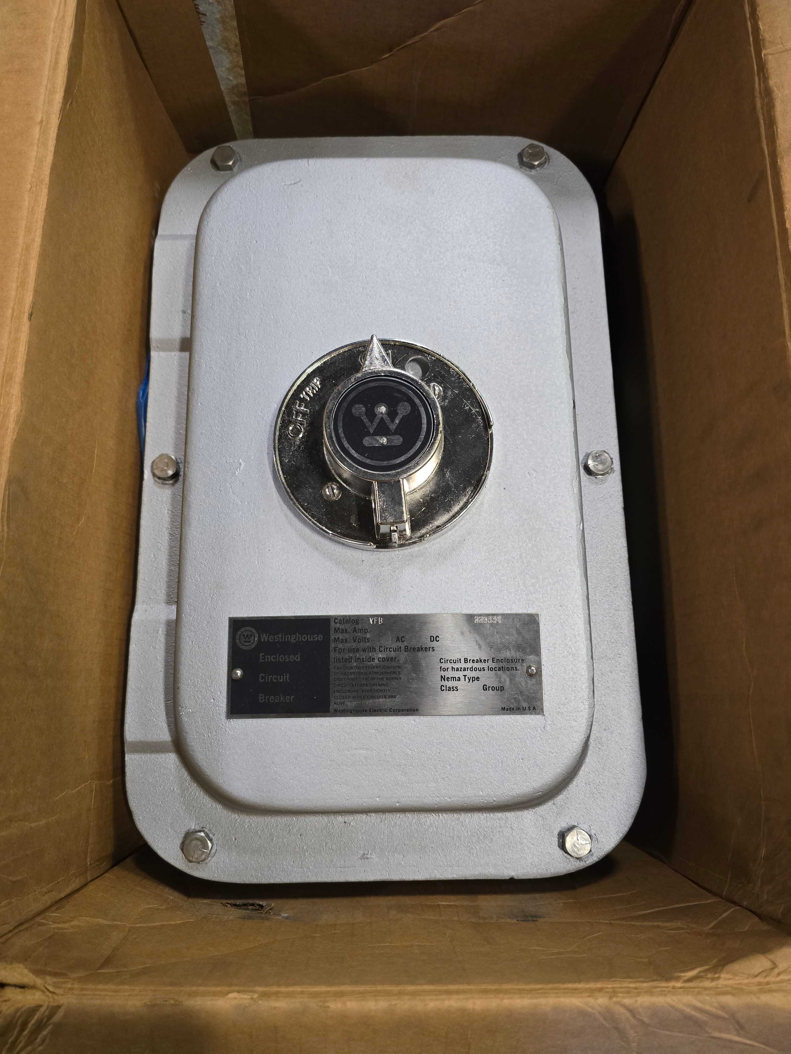 WESTINGHOUSE EXPLOSION PROOF BREAKER ENCLOSURE - ELECTRICAL COMPONENTS WESTINGHOUSE EXPLOSION PROOF BREAKER ENCLOSURE - ELECTRICAL COMPONENTS