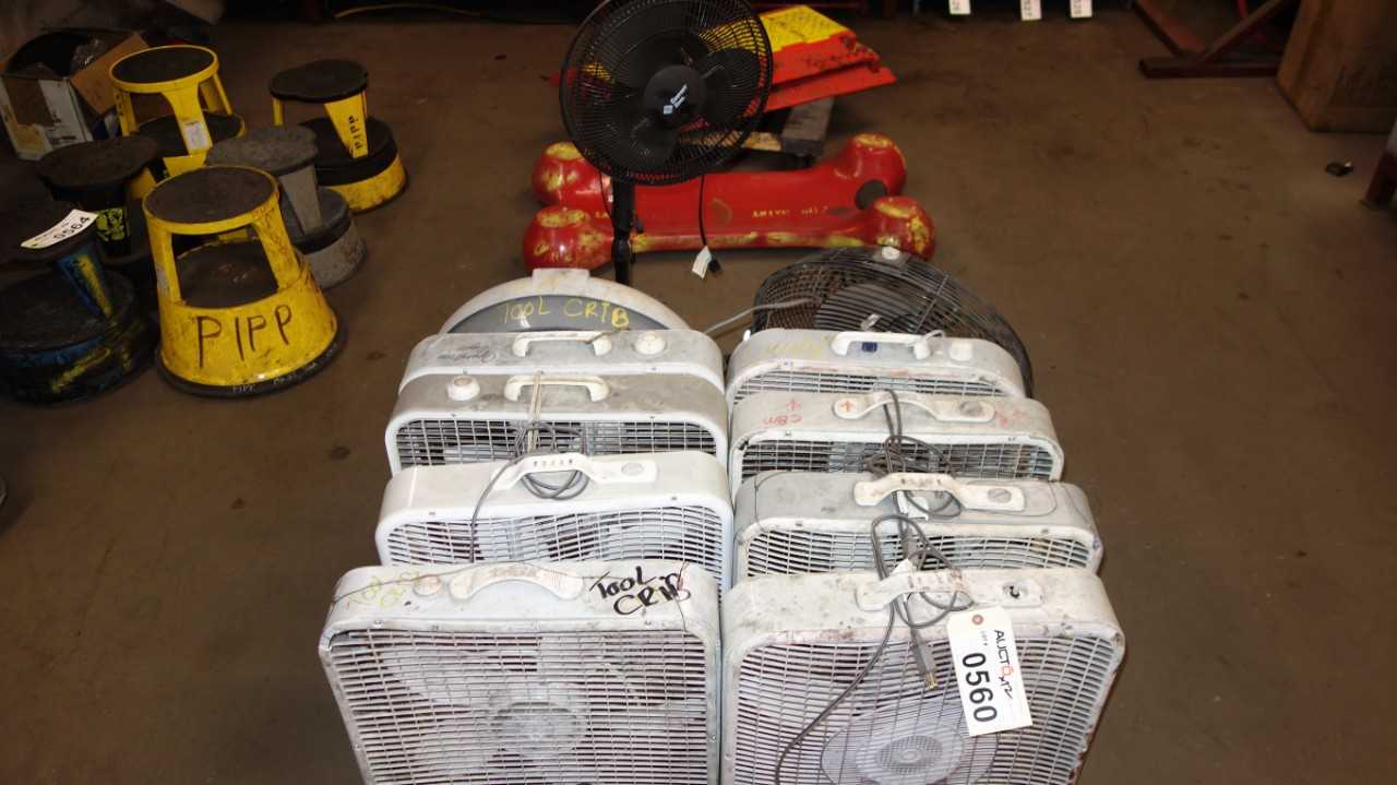 ASSORTED LOT OF BOX FANS - MATERIAL HANDLING