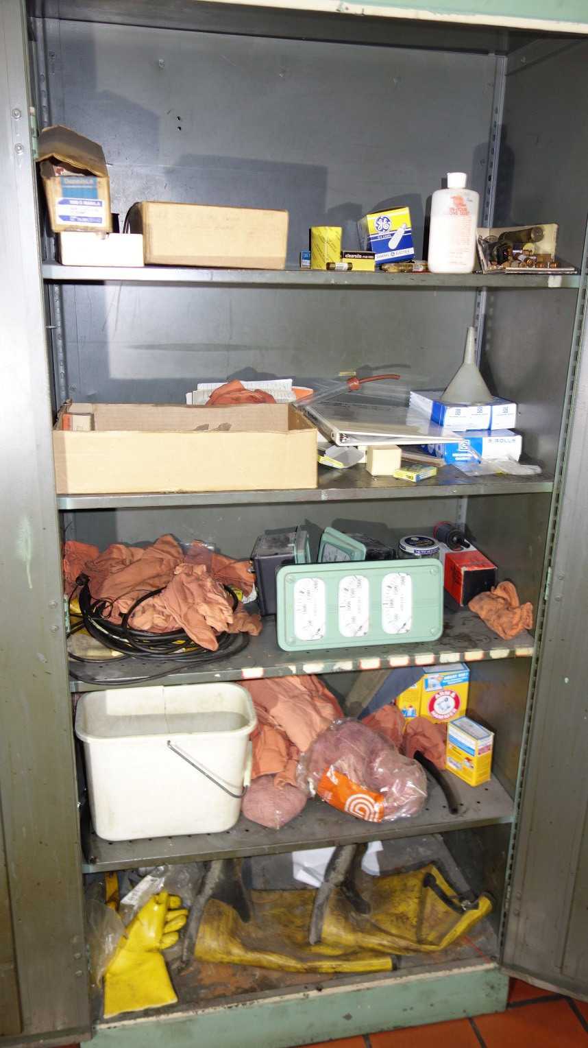 CABINET WITH CONTENTS, ASSORTED ELECTRICAL MRO, METERS, LIGHTING, GENERAL ELECTRIC - TOOL STORAGE