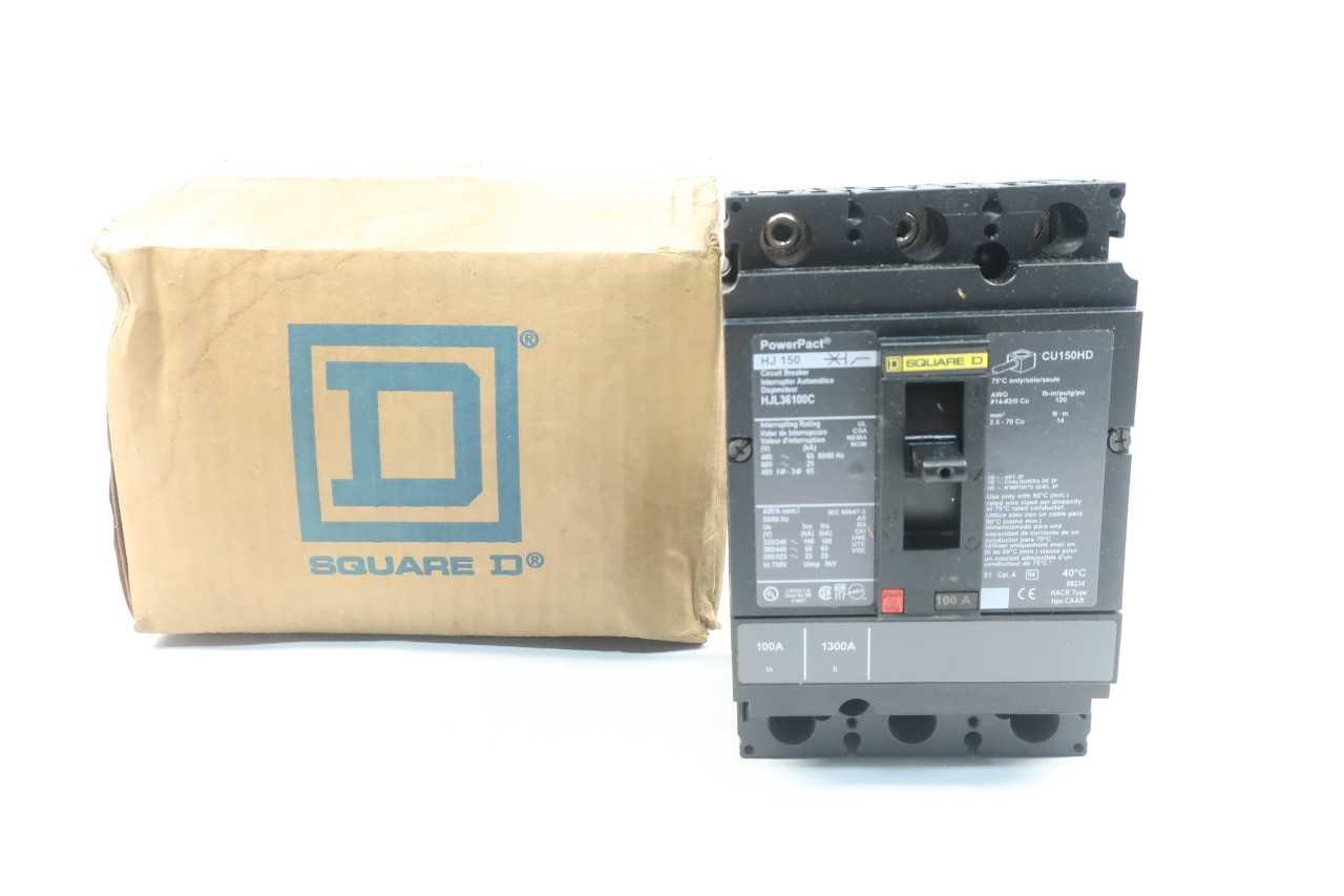 SQUARE D HJL36100C MOLDED CASE CIRCUIT BREAKER 3P 100A AMP 600V-AC - CIRCUIT BREAKERS