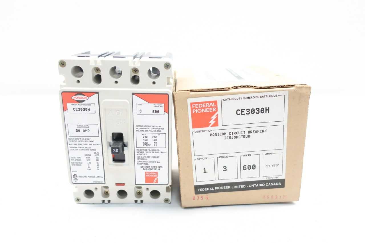 FEDERAL PIONEER CE3030H MOLDED CASE CIRCUIT BREAKER 3P 30A 600V-AC - CIRCUIT BREAKERS FEDERAL PIONEER CE3030H MOLDED CASE CIRCUIT BREAKER 3P 30A 600V-AC - CIRCUIT BREAKERS