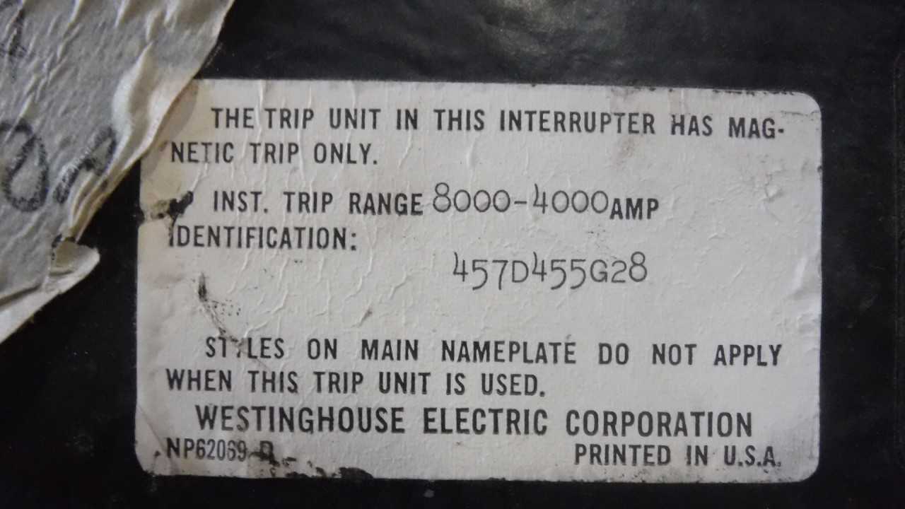 800 Amp Westinghouse Circuit Breaker - CIRCUIT BREAKERS