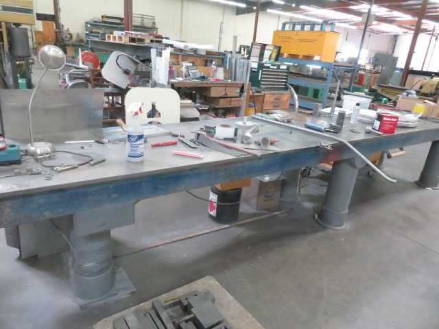 212" x 38" W X 1" Thick, 36" H tapered steel table - MISCELLANEOUS