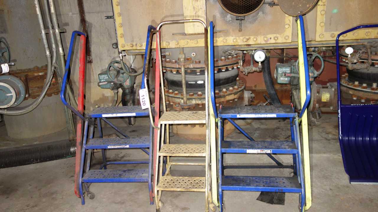 LOT OF 3 ROLLING STEP LADDERS - MATERIAL HANDLING