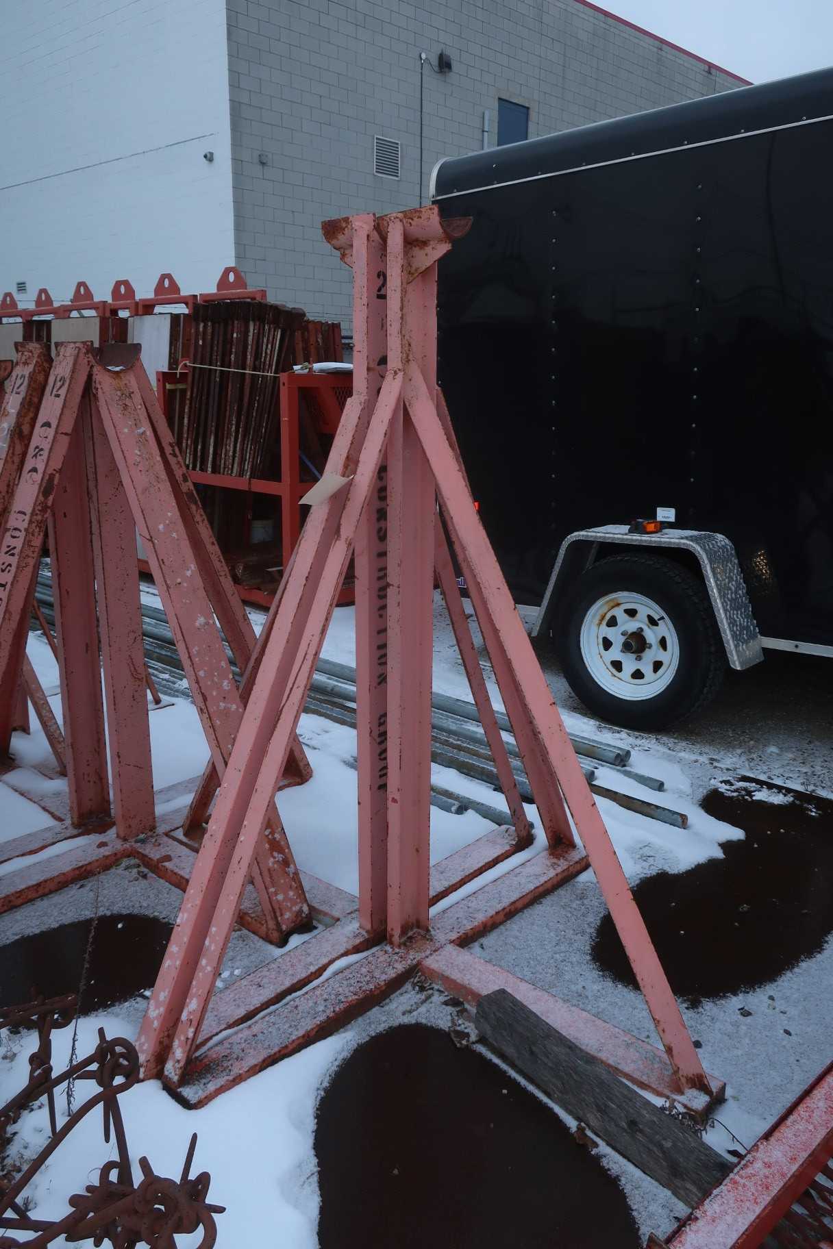 LOT OF 2 STEEL SPOOL STANDS - MATERIAL HANDLING
