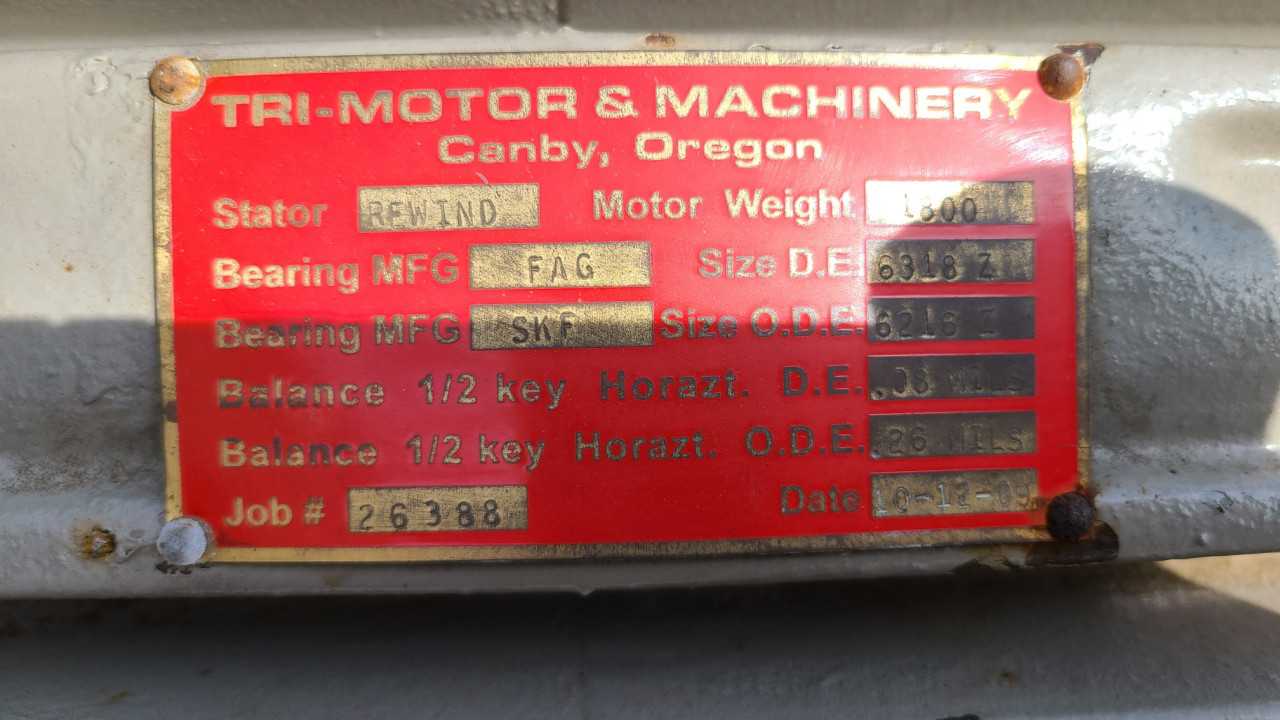 100 HP 1200 RPM 444T Frame Louis Allis Motor - ELECTRIC MOTORS