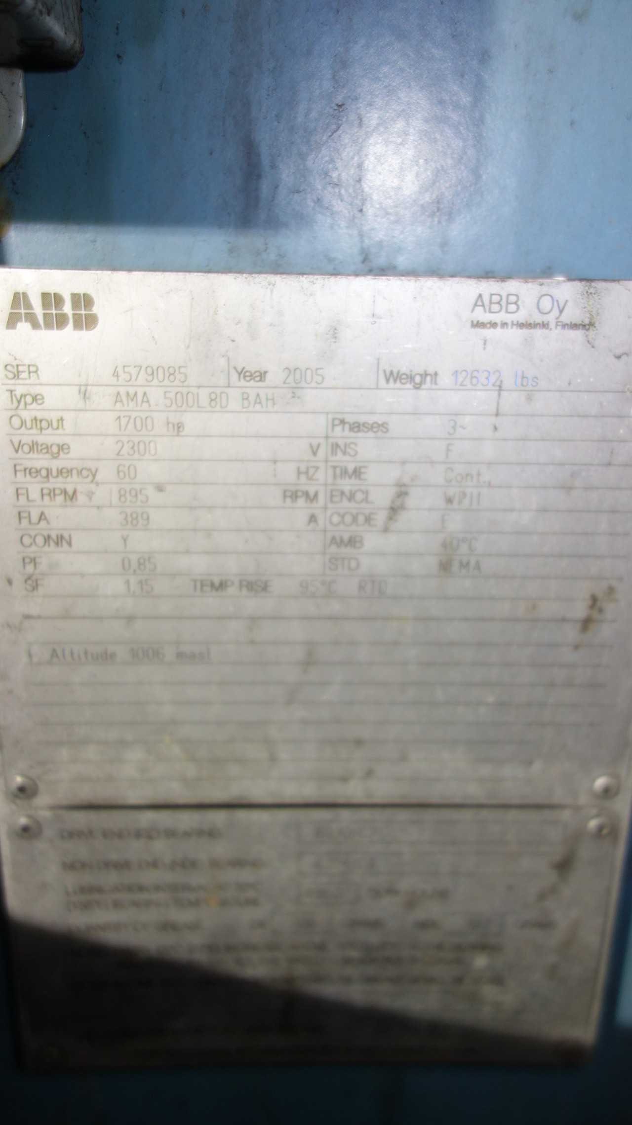 ABB AMA 500L8D BAH 1700HP MOTOR 2300V 895RPM - ELECTRIC MOTORS