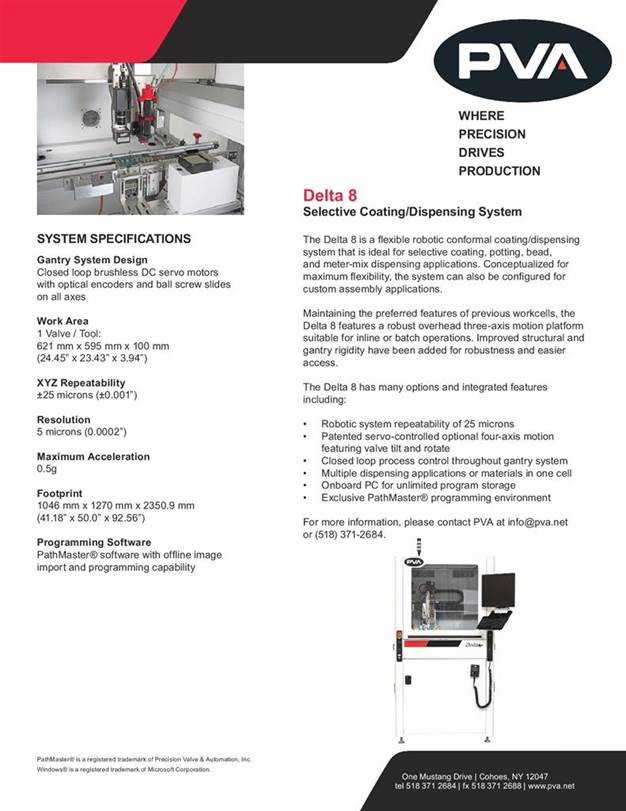 PVA Delta8 epoxy dispense system - PROCESS EQUIPMENT