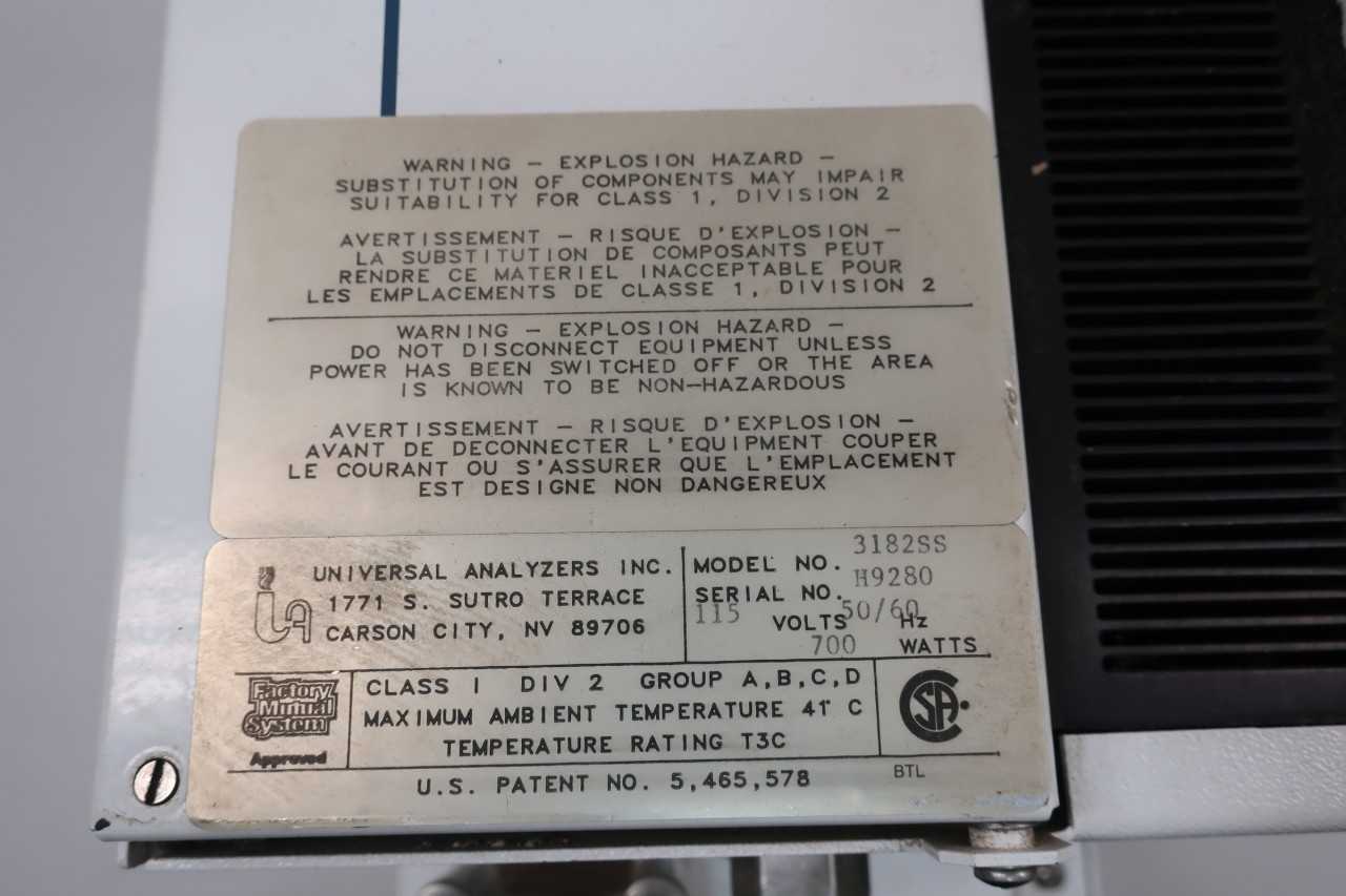 UNIVERSAL ANALYZERS 3182SS SAMPLE COOLER - ANALYZER