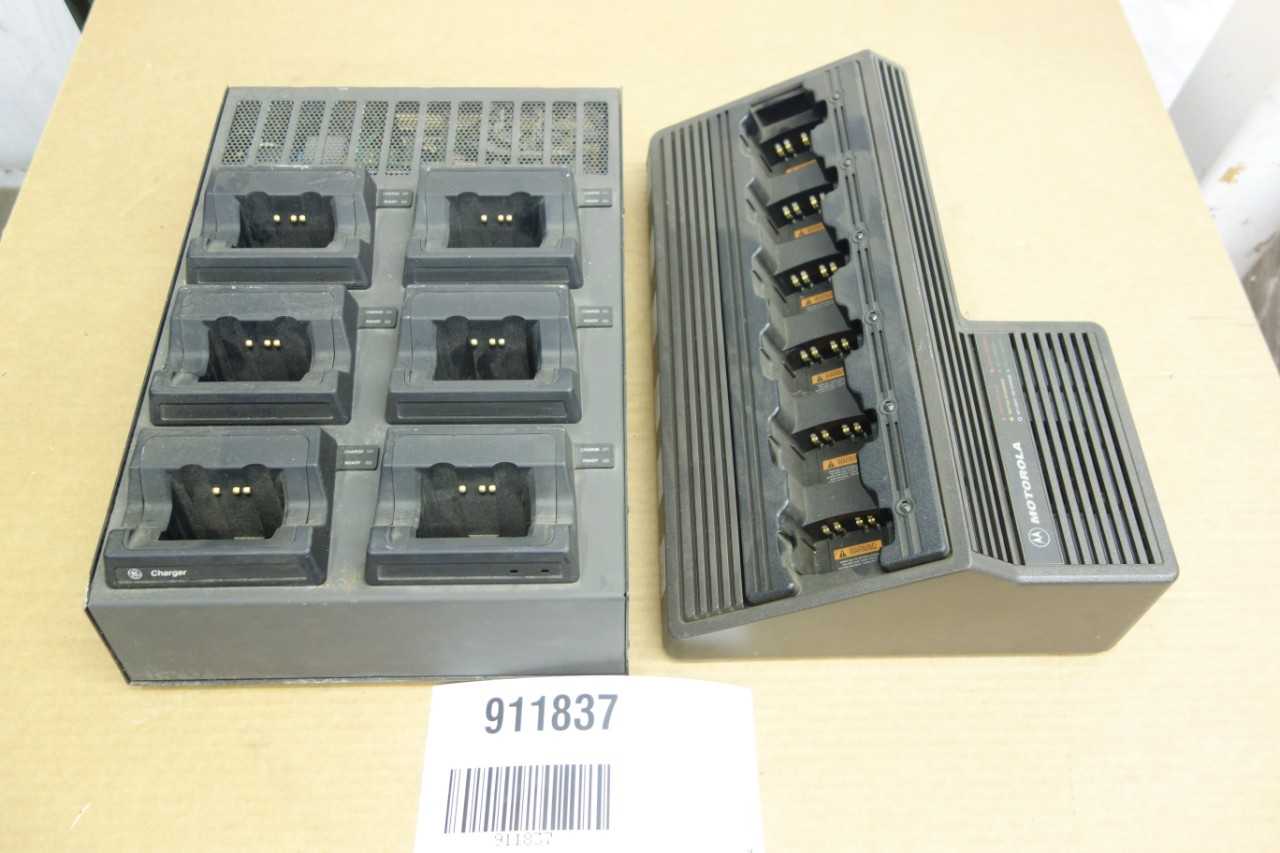 LOT OF 2 ASSORTED 6-STATION BATTERY CHARGERS - ELECTRICAL COMPONENTS
