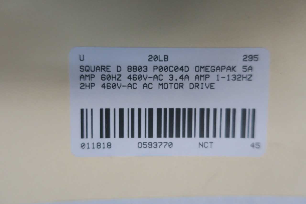 SQUARE D 8803 P00C04D OMEGAPAK 460V-AC 1-132HZ 460V-AC 2HP AC VFD DRIVE - ELECTRIC MOTORS
