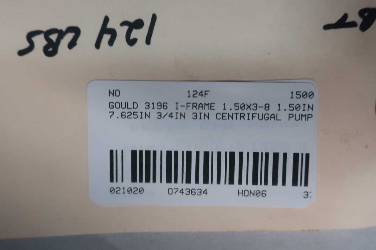 GOULDS 3196 I-FRAME 1.50X3-8 1.5IN 7.625IN 3/4IN 3IN CENTRIFUGAL PUMP - CENTRIFUGAL PUMP