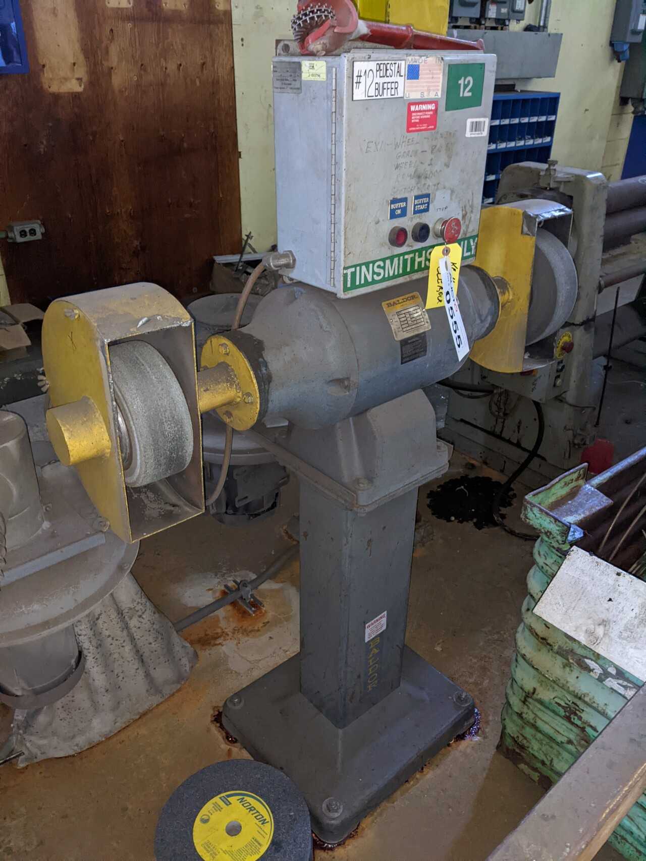 BALDOR 1458 12" x 1-HP PEDESTAL TYPE DOUBLE END GRINDER - GRINDING MACHINES