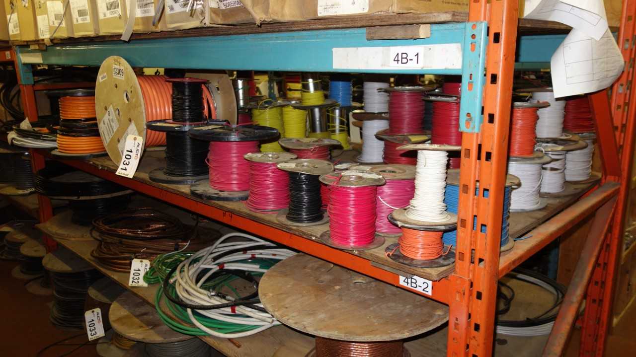 LOT OF ASSORTED SPOOLS OF WIRE - ELECTRICAL COMPONENTS