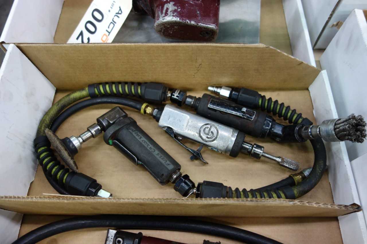 LOT OF 3 ASSORTED CHICAGO PNEUMATIC AIR GRINDERS - PNEUMATIC POWER TOOL