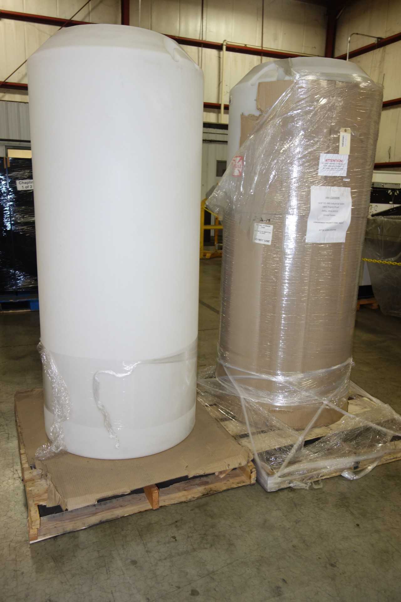 LOT OF 2 PLASTIC HOLDING TANKS - PROCESS EQUIPMENT