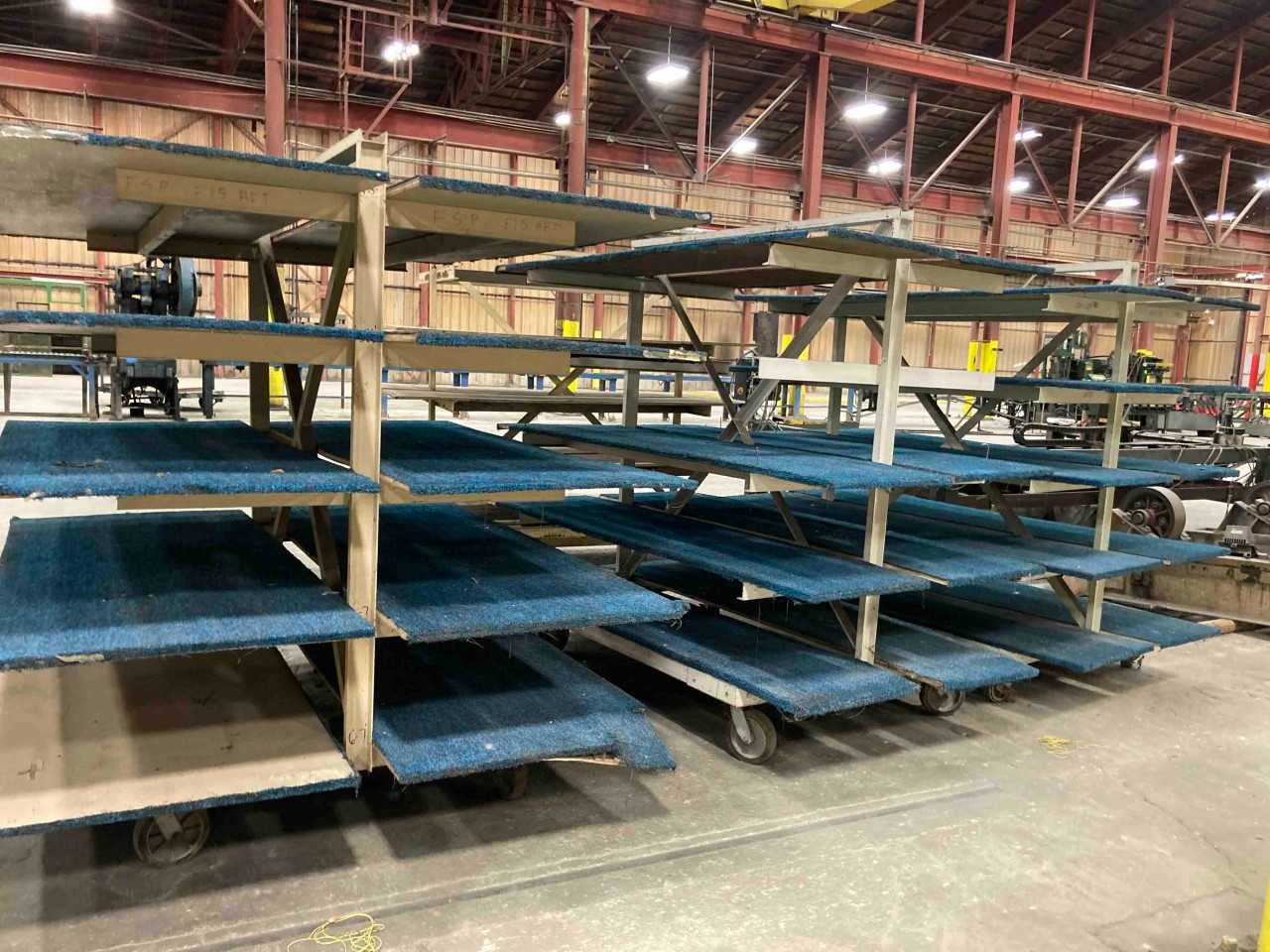 3 blue racks - SHELVING