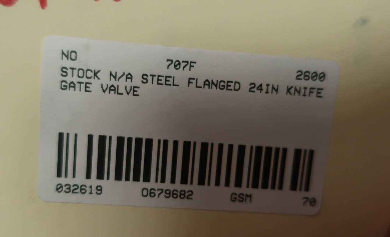 STOCK EQUIPMENT STEEL FLANGED 24IN KNIFE GATE VALVE - KNIFE GATE VALVE