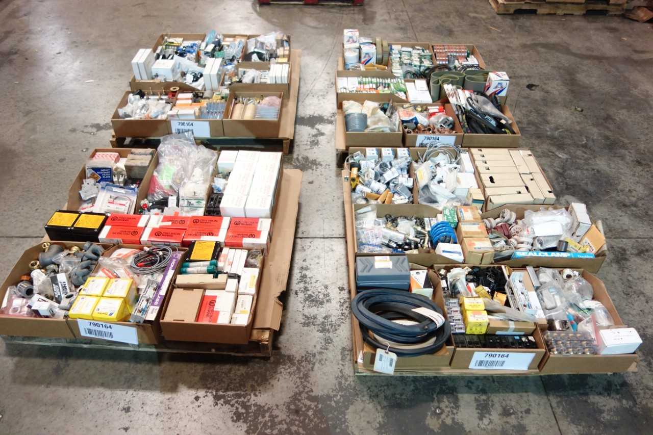 4 PALLETS OF ASSORTED MISCELLANEOUS INDUSTRIAL SURPLUS - ELECTRICAL COMPONENTS
