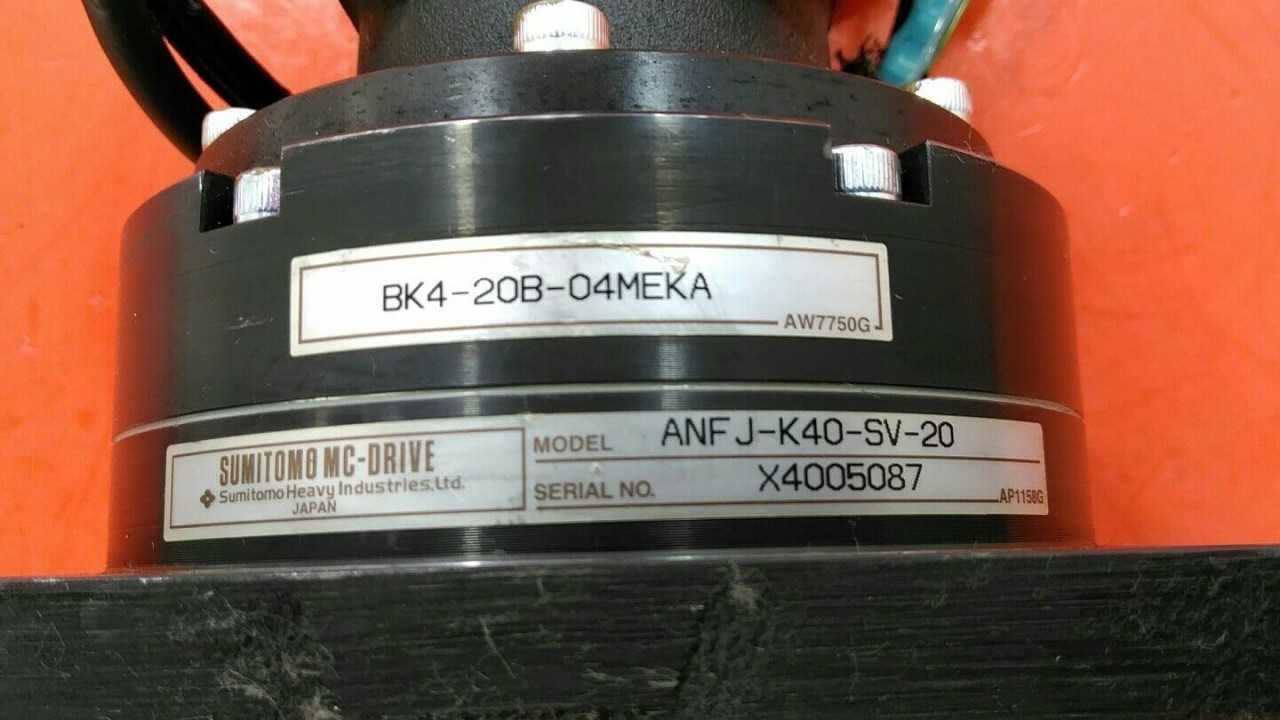 Mitsubishi HC-KFS43K AC Servo Motor + Sumitomo ANF J-K40-SV-20 MC-Drive - Used - Bench Tested - SERVO