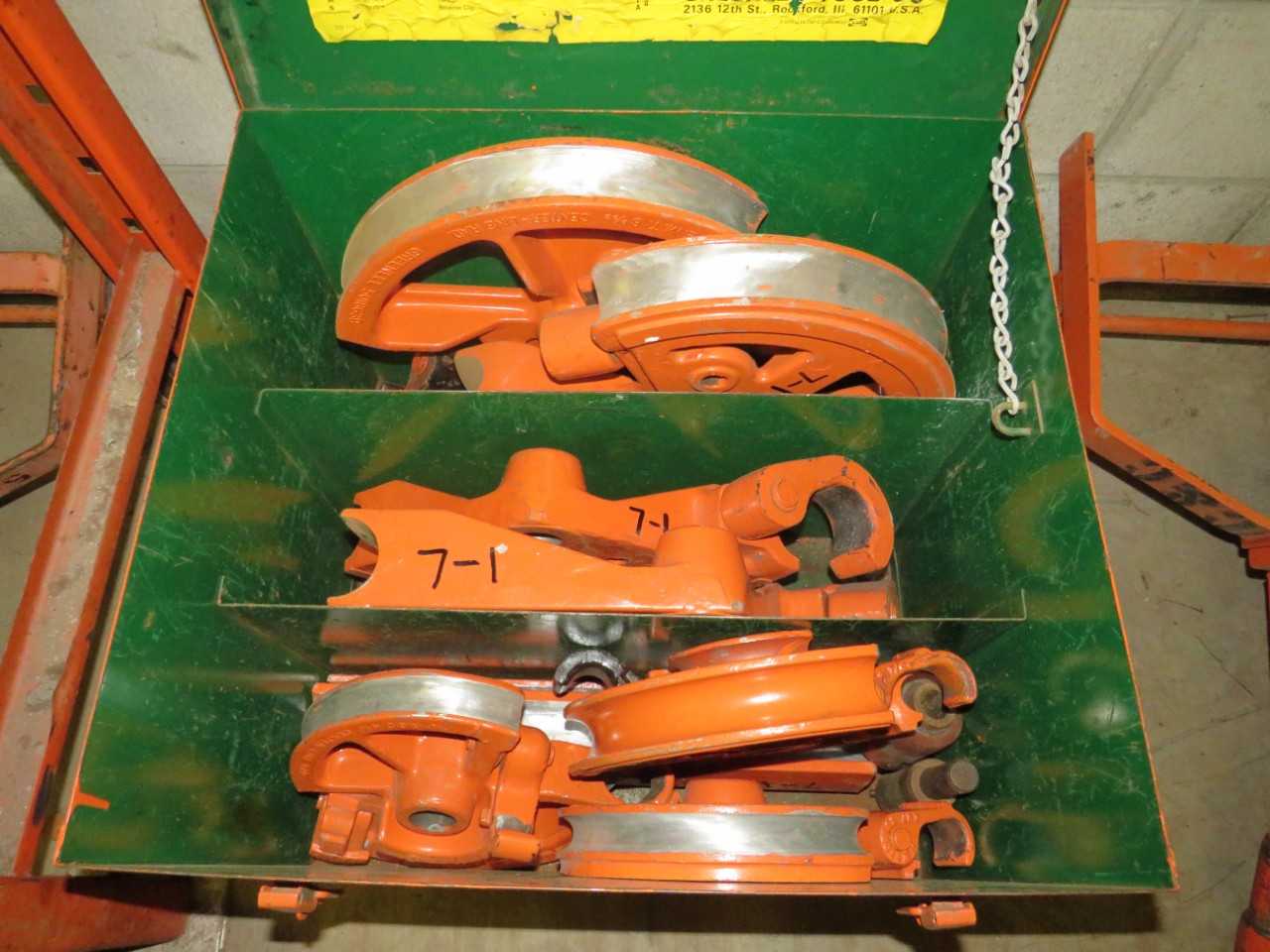 GREENLEE 1818 MECHANICAL PIPE BENDER 1/2" TO 2" W/ SHOE STORAGE BOX - ELECTRIC POWER TOOLS