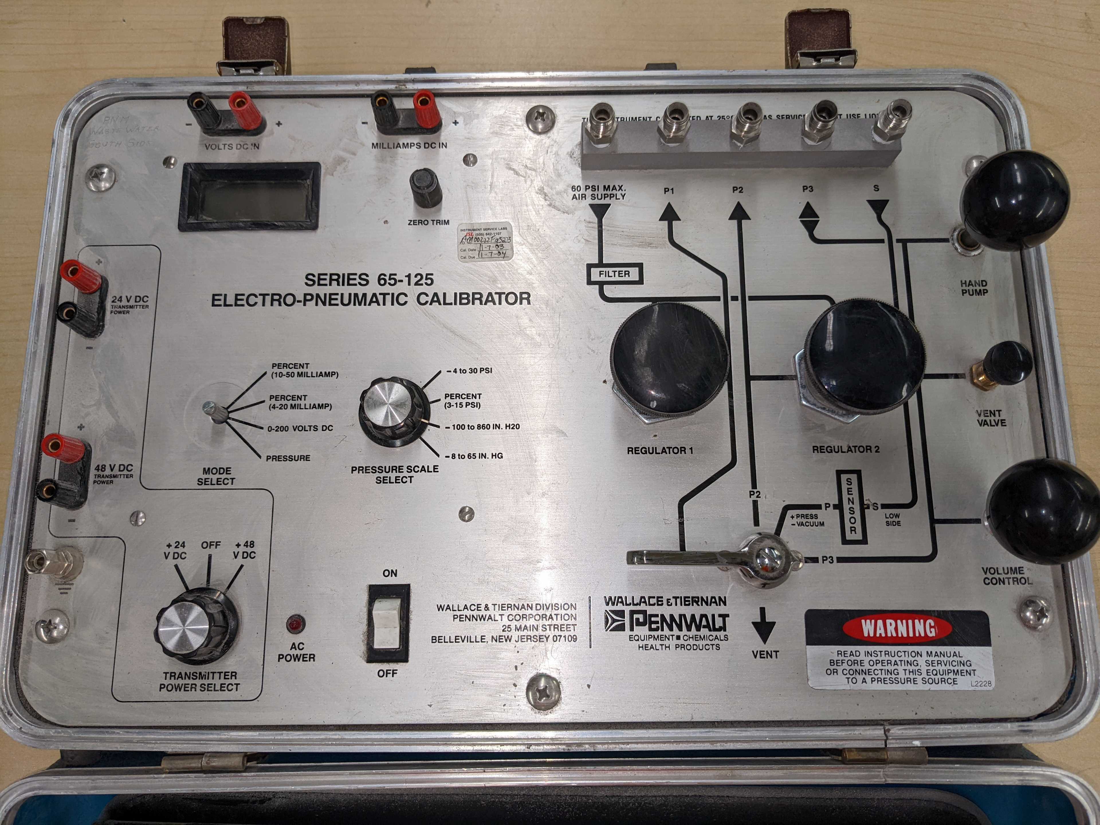 PORTABLE ELECTRO-PNEUMATIC CALIBRATOR - ELECTRICAL COMPONENTS