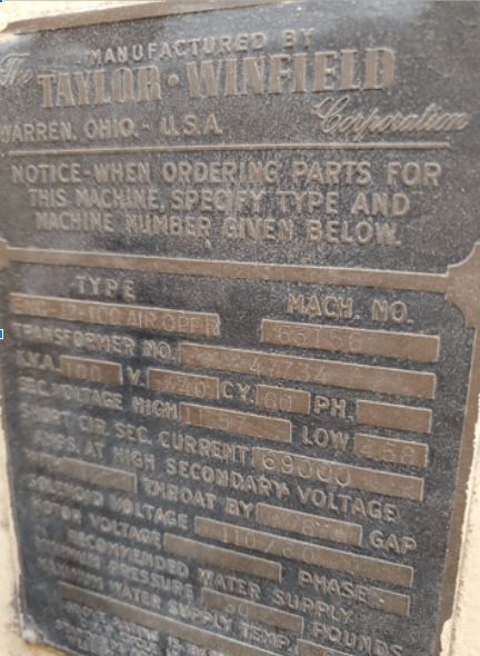 Taylor ENG-12100 Welder - WELDING EQUIPMENT