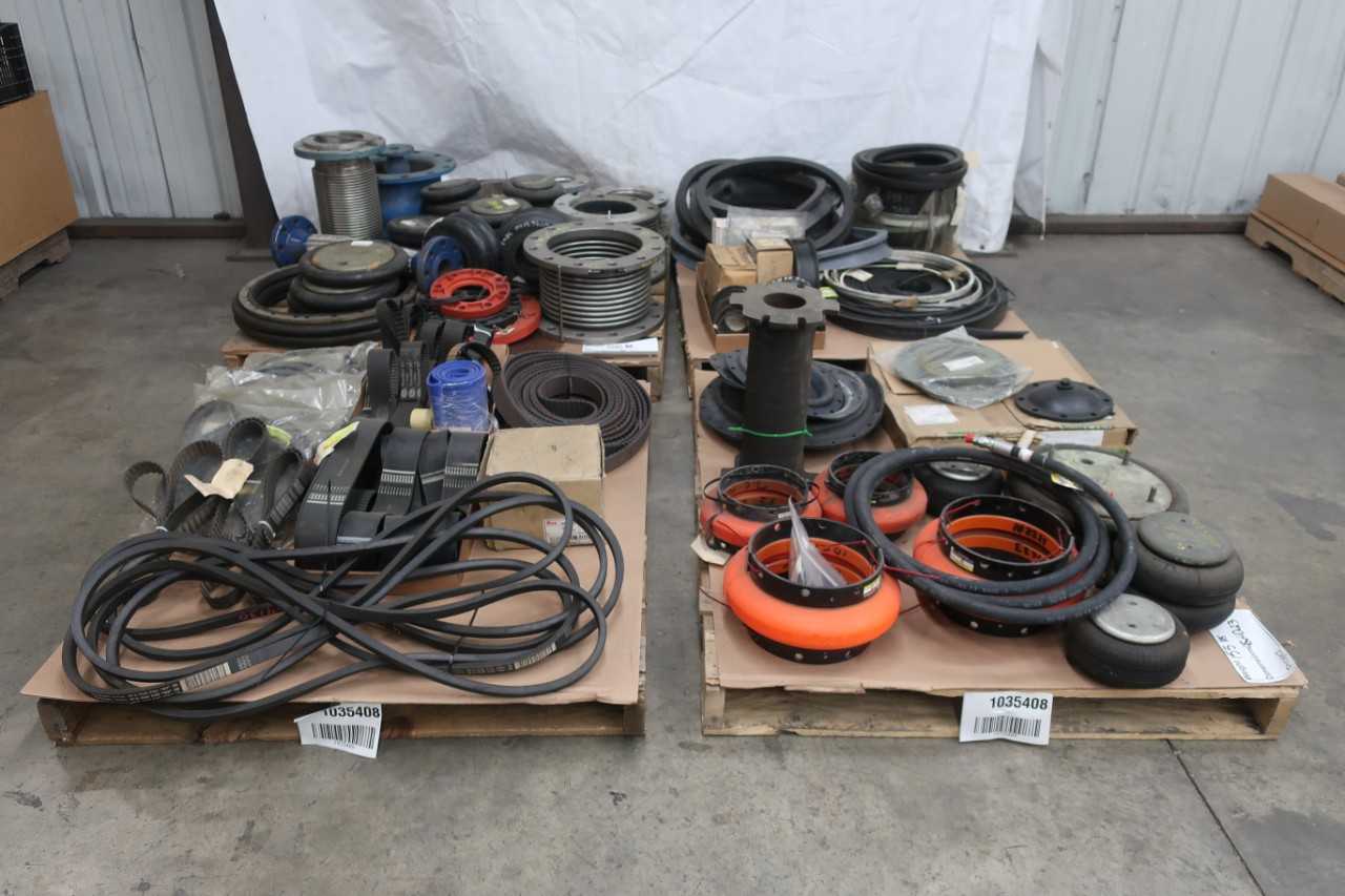 4 PALLETS OF ASSORTED COUPLERS, V-BELTS, EXPANSION JOINTS, SEALS, AND DIAPHRAGMS - POWER TRANSMISSION