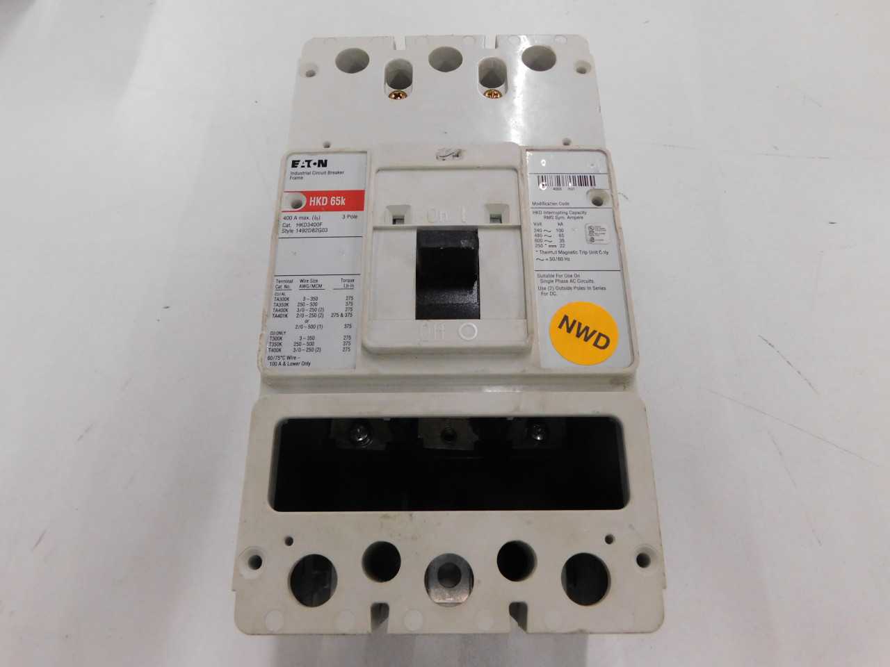 Lot of Quantity 1x HKD3400F MCCB/Molded Case Circuit Breaker - CIRCUIT BREAKERS